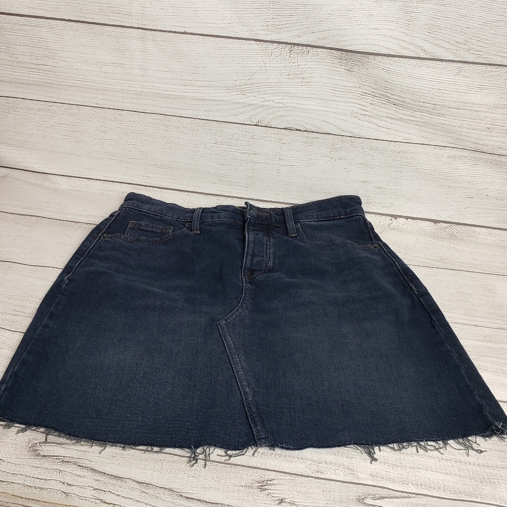 Old Navy High Rise Denim Button Up Mini Skirt Raw Hem Women's‎ 0